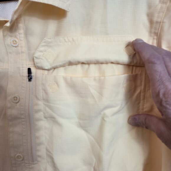 Eddie Bauer Shirt Mens Medium Performance Fishing Outdoor Vented Butter Yellow - Picture 8 of 16